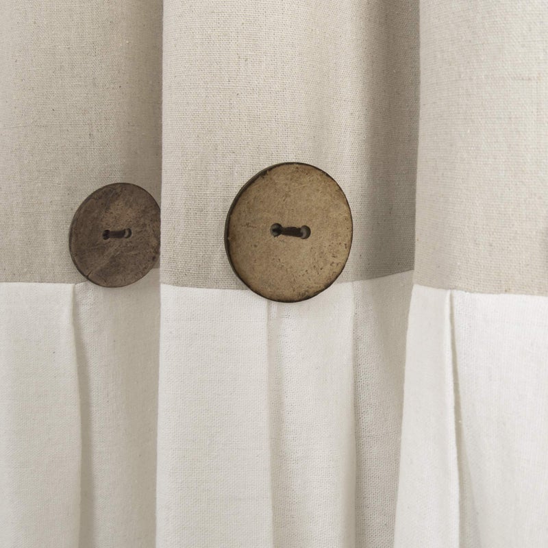 Lush Decor Linen Button Window Curtain Panel, Single, 40" W x 108" L, Linen - Country Curtains - Rustic Decor - Color Block Modern Farmhouse Curtains For Living Room, Bedroom & Dining Room - Image 3